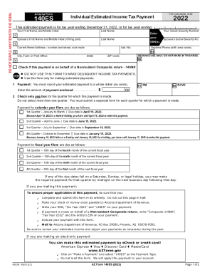 Get the Arizona Form 140ES Individual Estimated Tax 2022-2023
