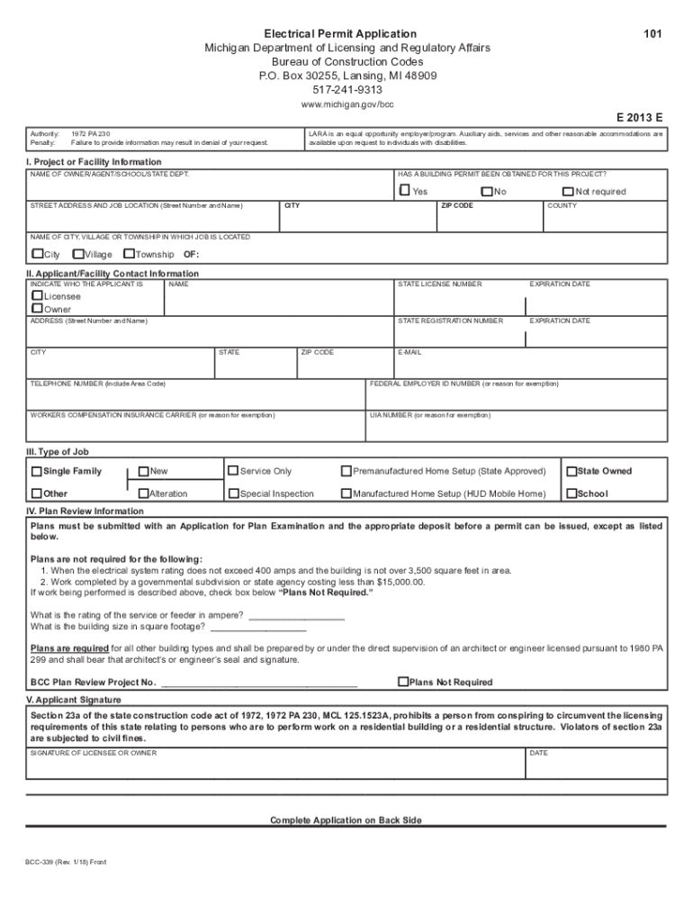  Electrical Permit Application 2018-2024