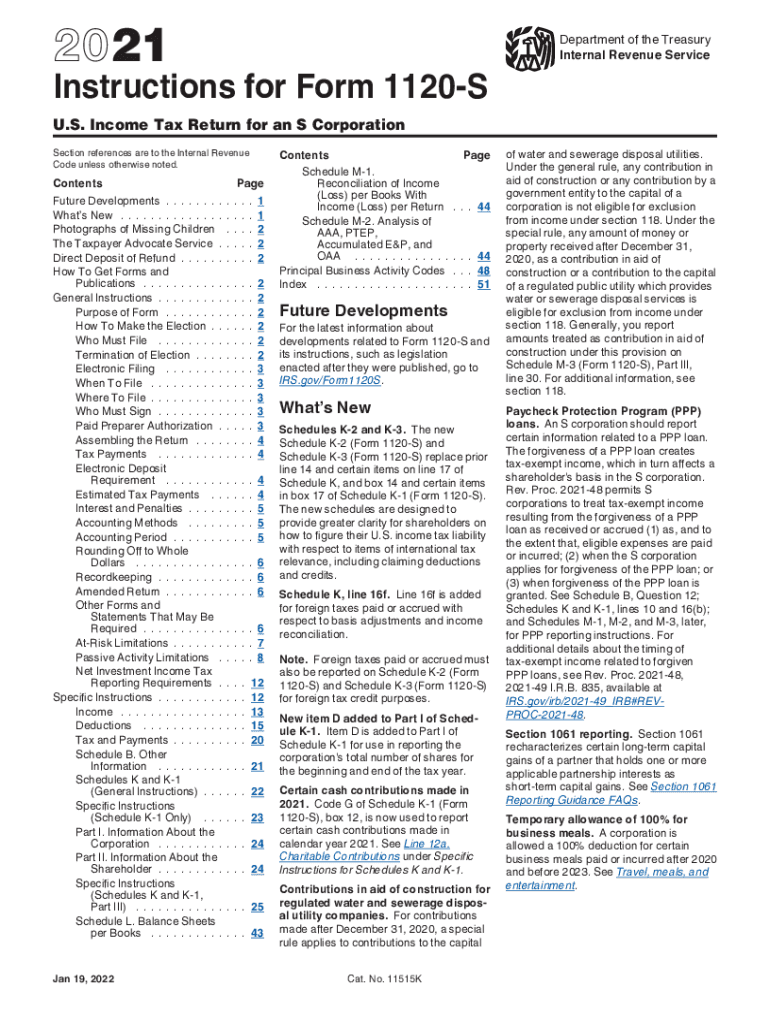  1120S FORM PDF 1120 S Form Department of the Treasury 2021