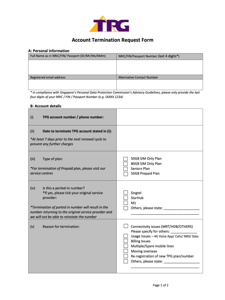Tpg Termination Request  Form