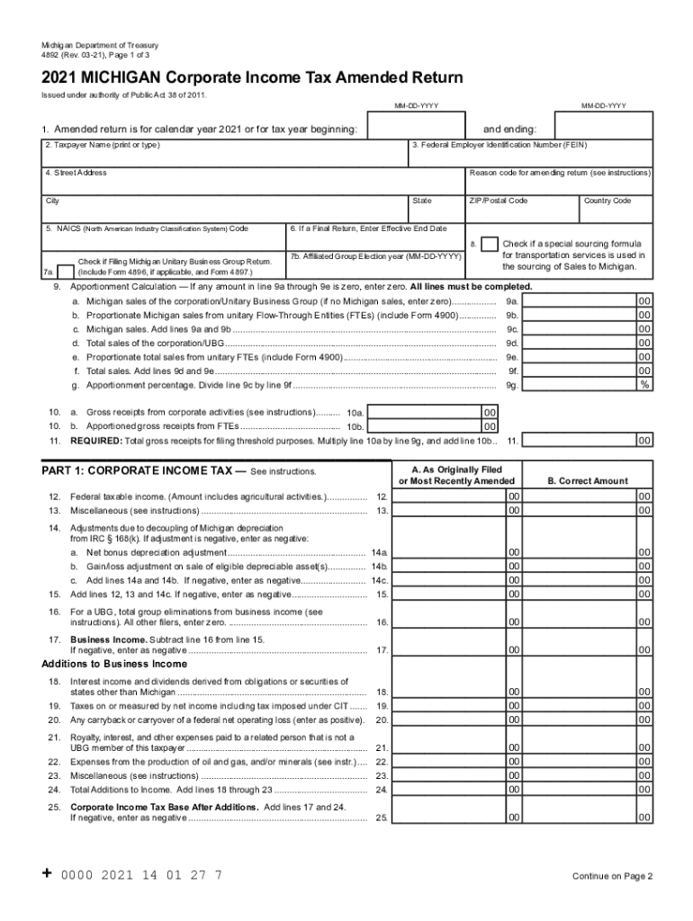 Michigan Tax Return Form MI 1040 Can Be EFiled for 2020Michigan Tax Return Form MI 1040 Can Be EFiled for 20204891, Michigan Cor