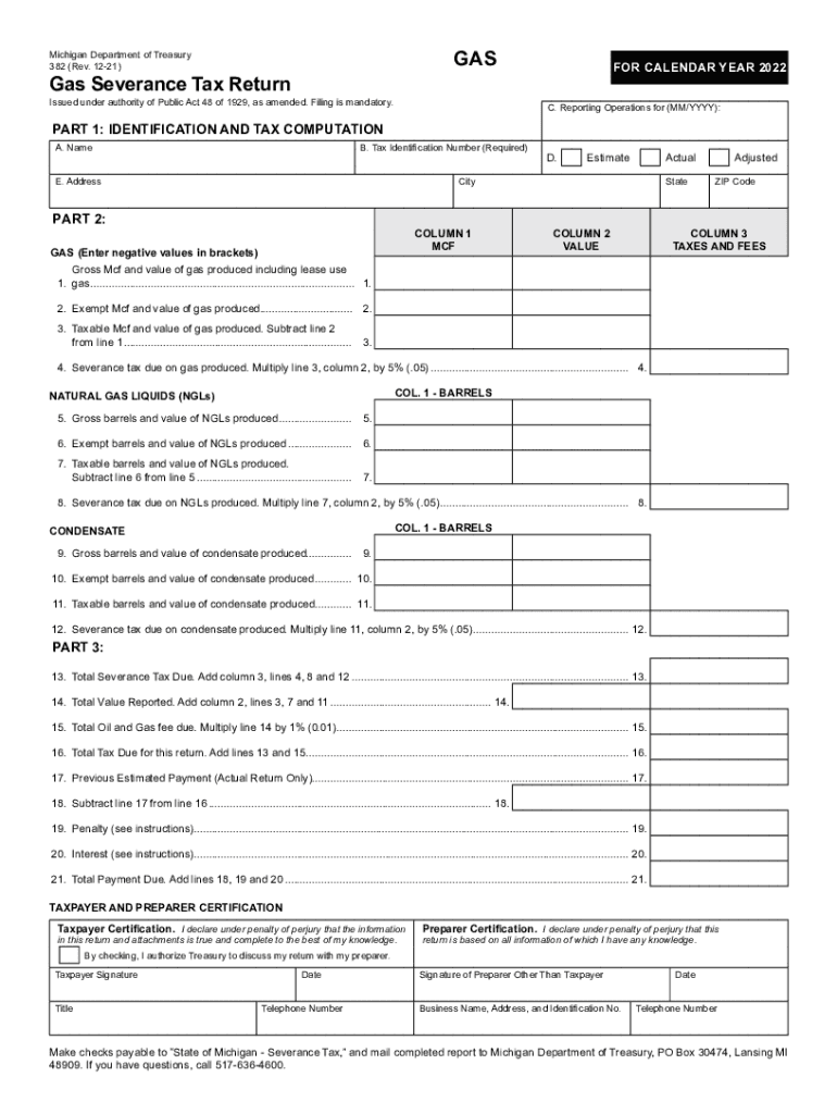 MI Form 382 Fill Out Tax Template OnlineUS
