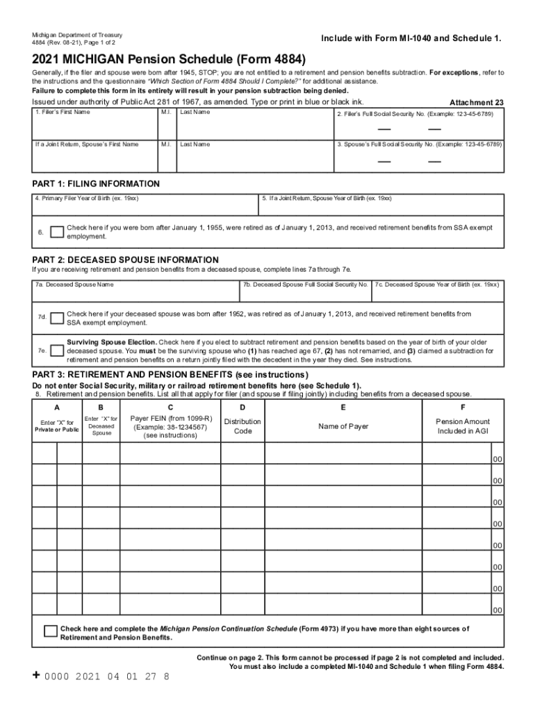  Sekeoko Olu Reset Form Michigan Department of Treasury 4884 Rev 0821, Page 1 of 2Include with Form MI1040 and Schedule 1 MICHIGA 2021