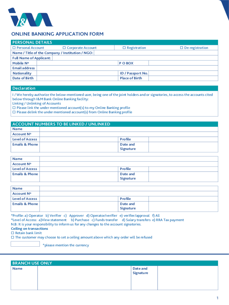 Www Imbankgroup Com10Online Banking FormONLINE BANKING APPLICATION FORM