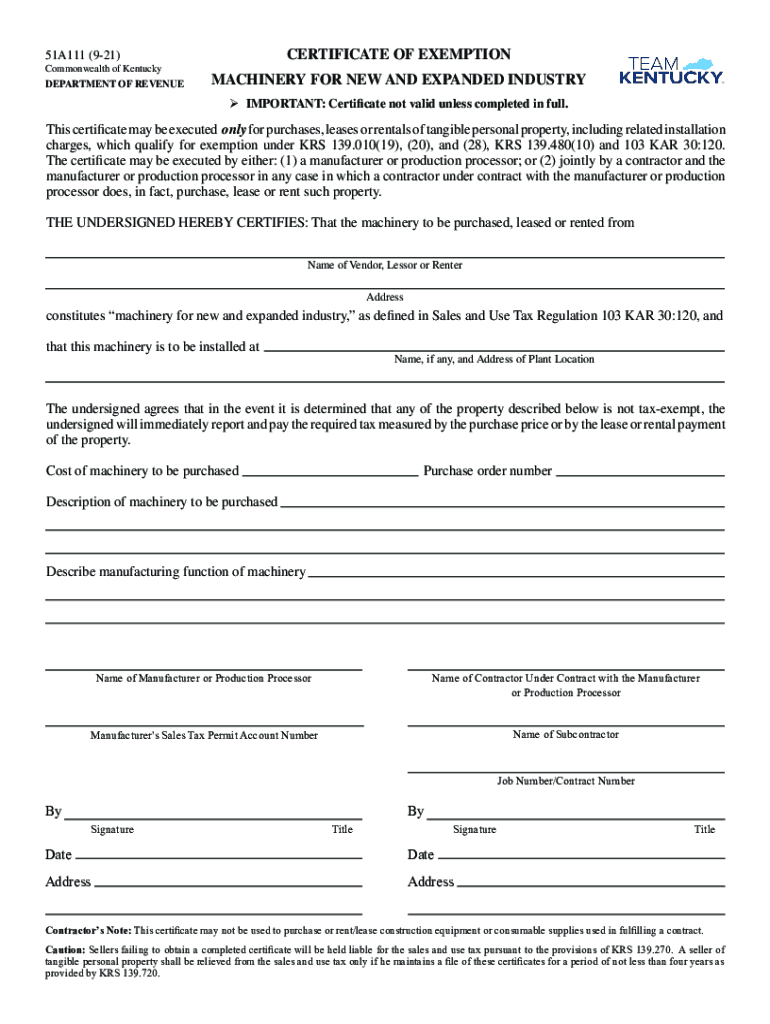 DEPARTMENT of REVENUE MACHINERY for NEW and EXPANDED  Form