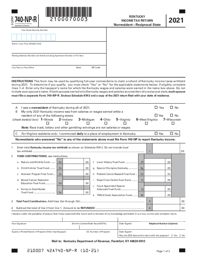 KY 740 NP R Fill Out Tax Template OnlineUS  Form