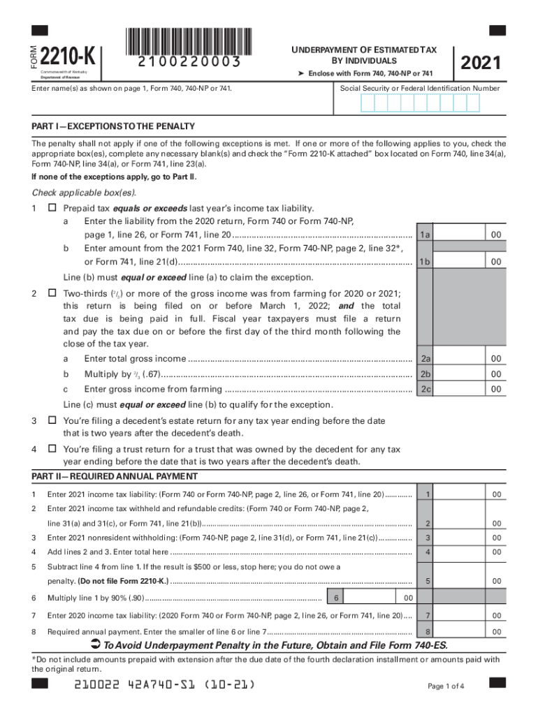 2210 K Form Fill Online, Printable, Fillable, Blank