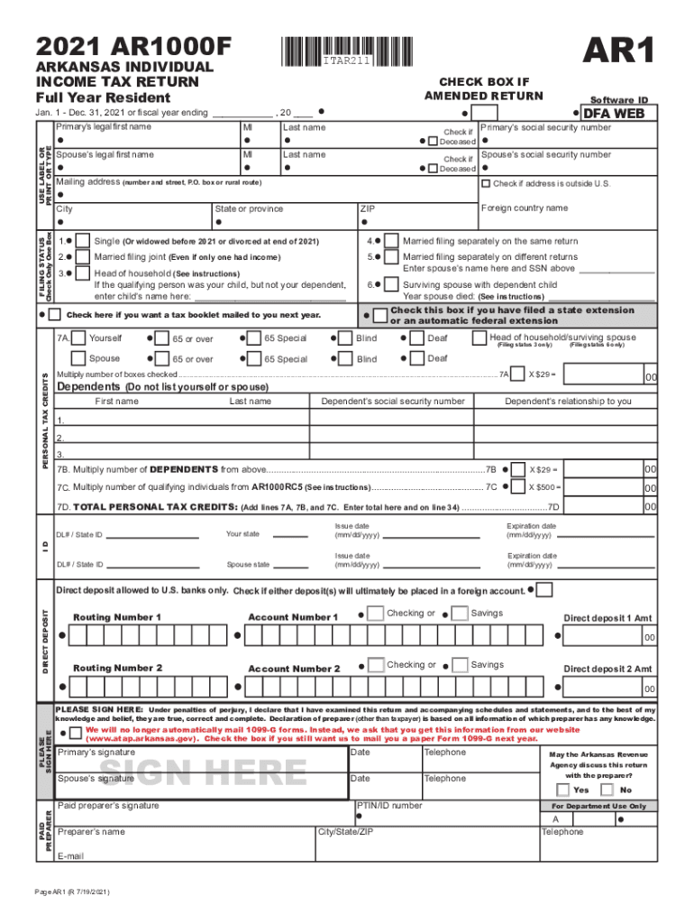  Arkansas State Tax Forms 2021