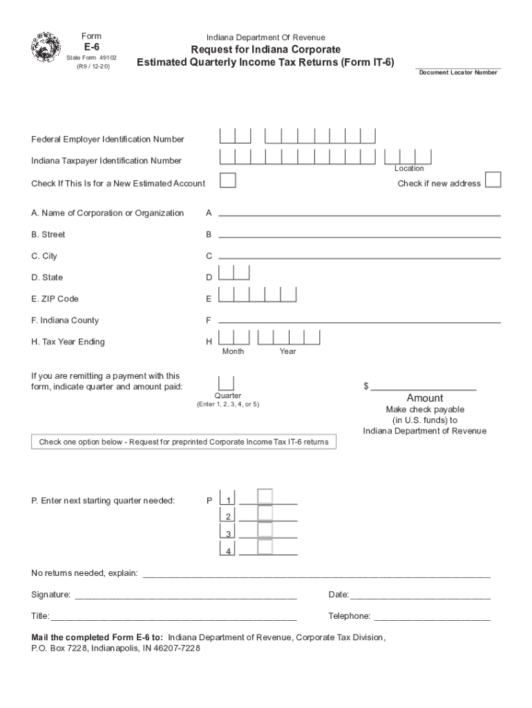 Indiana Estimated 20202024 Form Fill Out and Sign Printable
