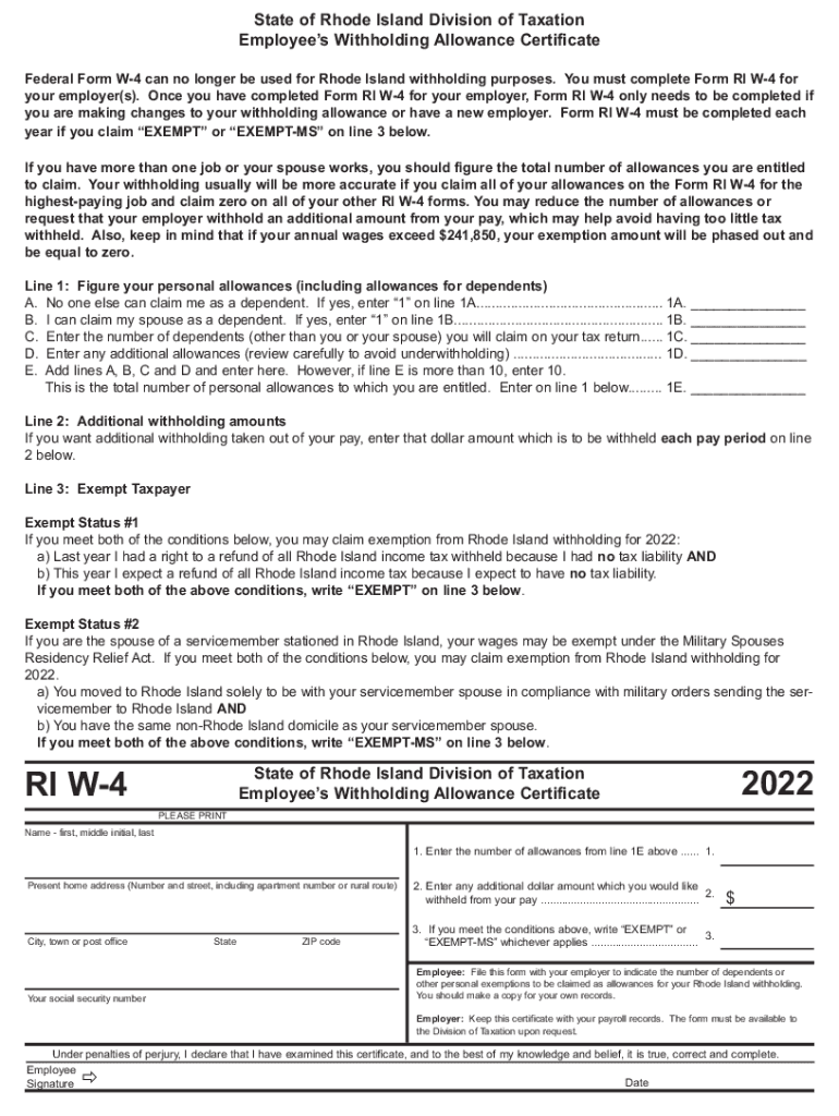  State W 4 FormDetailed Withholding Forms by State ChartState of Rhode Island Division of Human Resources What's NewState W 4 for 2022-2024