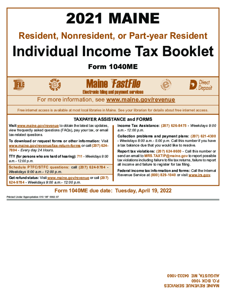  Individual Income Tax 1040MEMaine Revenue Services 2021