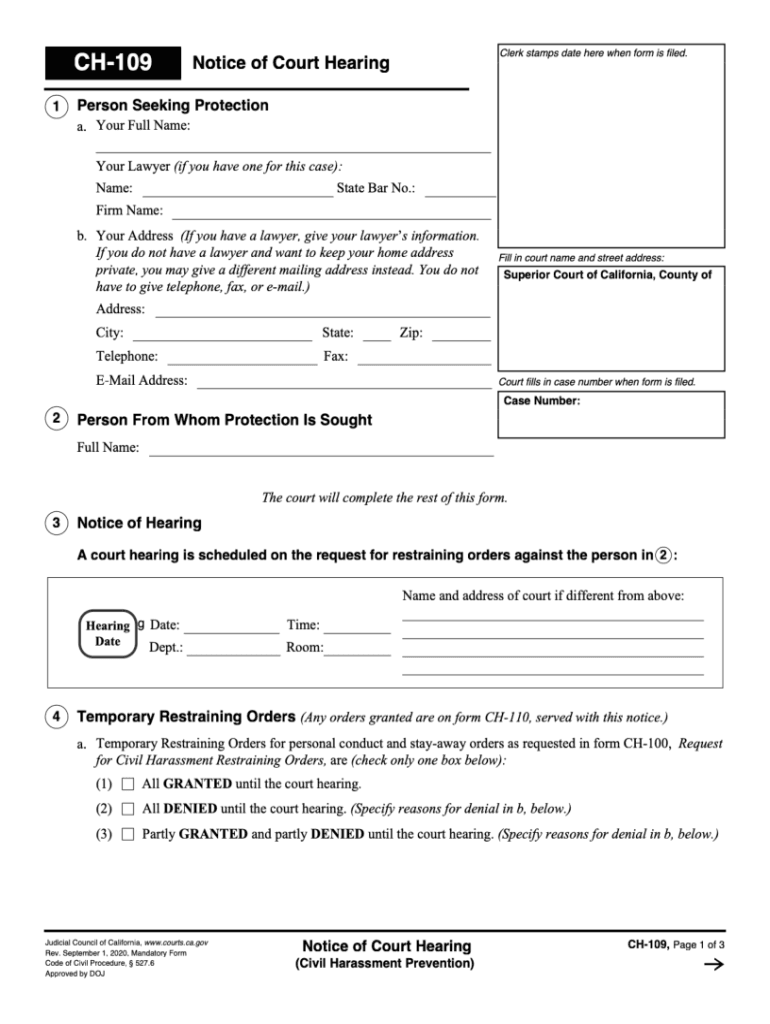  CH 120 Response to Request for Civil Harassment 2020-2024