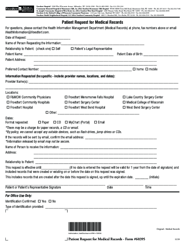  Froedtert Form 2020-2024