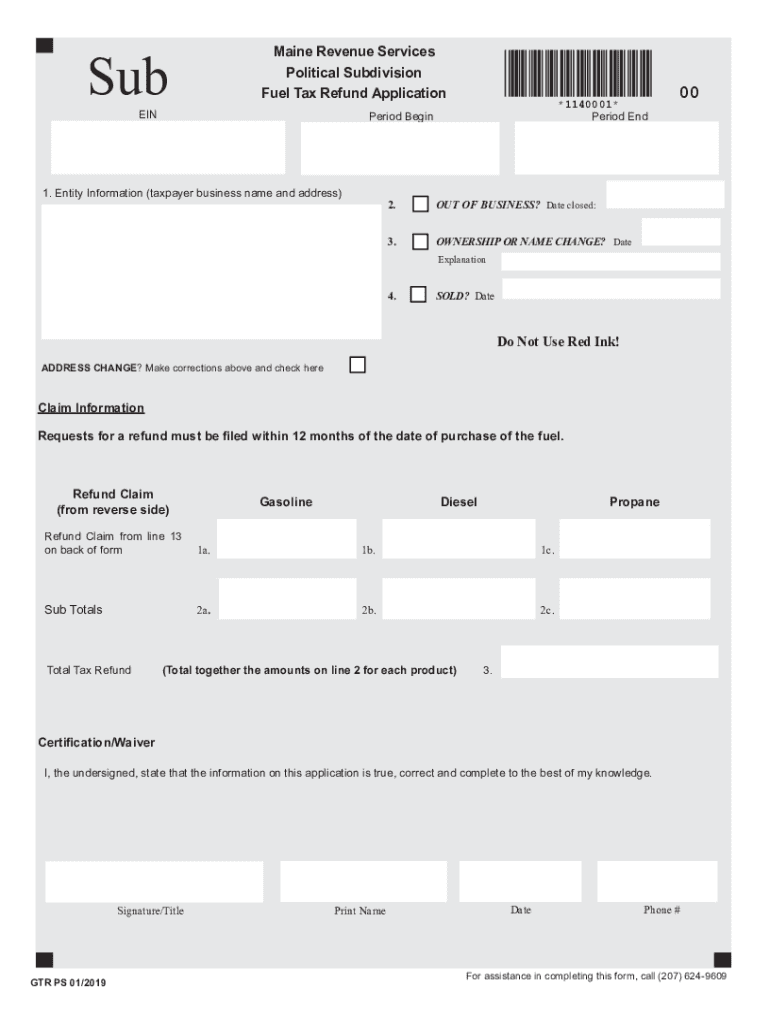  PDF Maine Revenue Services Special Fuel and Gasoline Tax Refund 2019