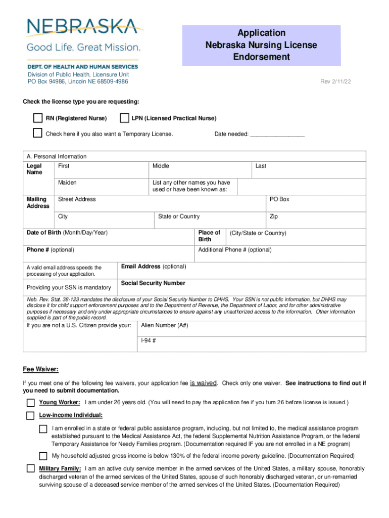 Application Information Nebraska Nursing License Endorsement