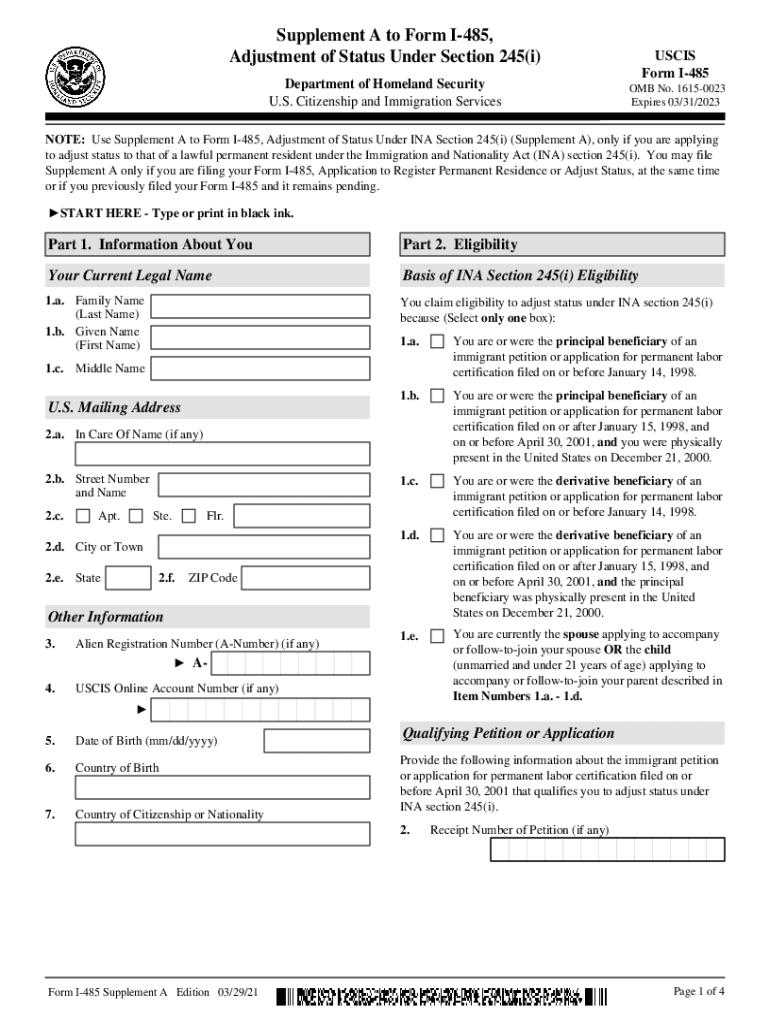 Uscis Adjustment Status  Form