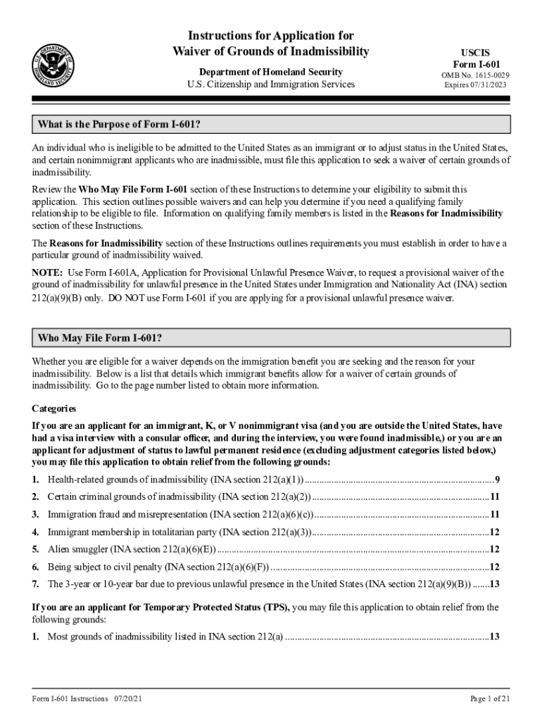 I 601 Instructions Waiver Form Fill Out and Sign Printable PDF