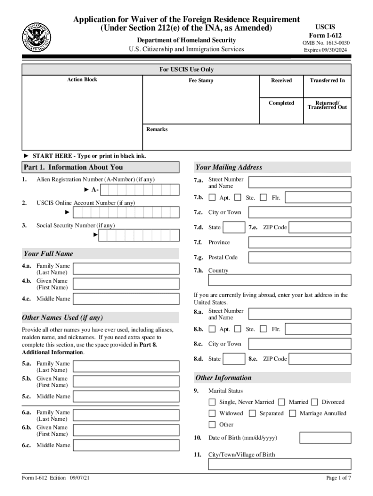 I 612 Waiver  Form