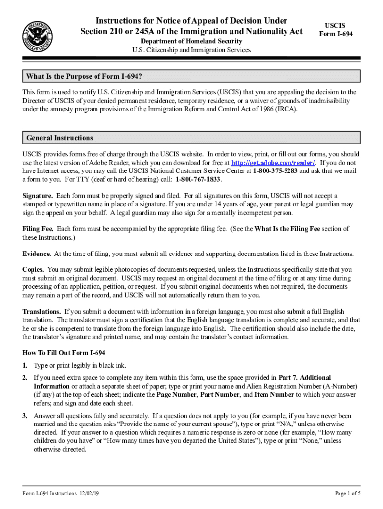 Form I 694 Instructions AILA American Immigration