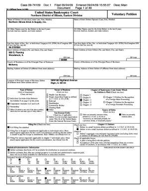 Bankruptcy Forms Northern Illinois Brick &amp;amp;amp;amp; Supply, Inc Stephen J Costello 6187315