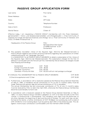 PASSIVE GROUP APPLICATION FORM