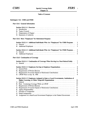 CSRS FERS I Section 12A1 Opm  Form