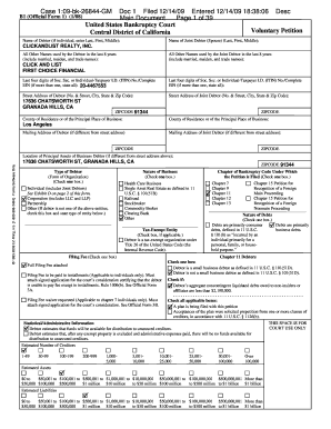 Case 109 Bk 26844 GM DOC 1 Filed 121409 Entered 121409 183806 Desc Main Document Page 1 of 39 United States Bankruptcy Court Vol  Form