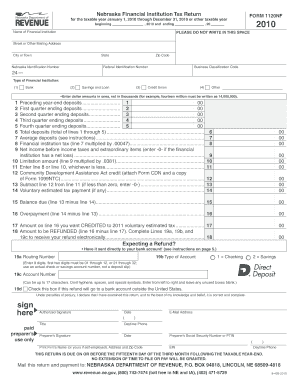 Form 1120NF, Nebraska Financial Institution Tax Return Revenue Ne
