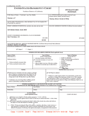 Involuntary Petition Am Law Daily  Form