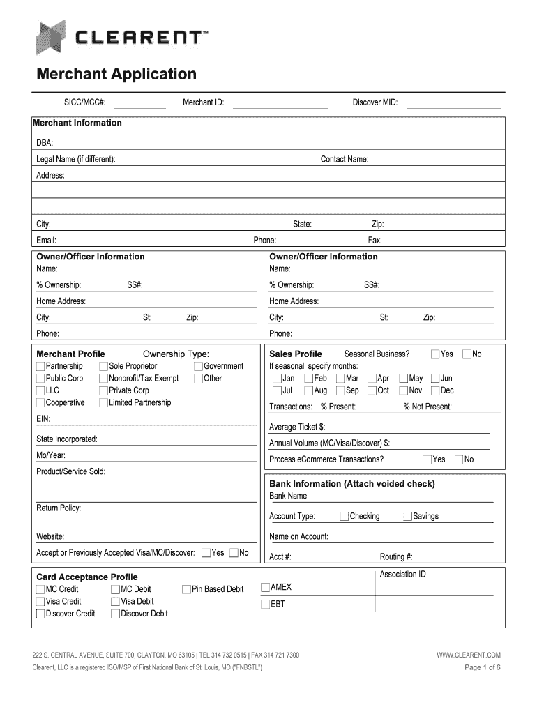 Merchant Application  Form