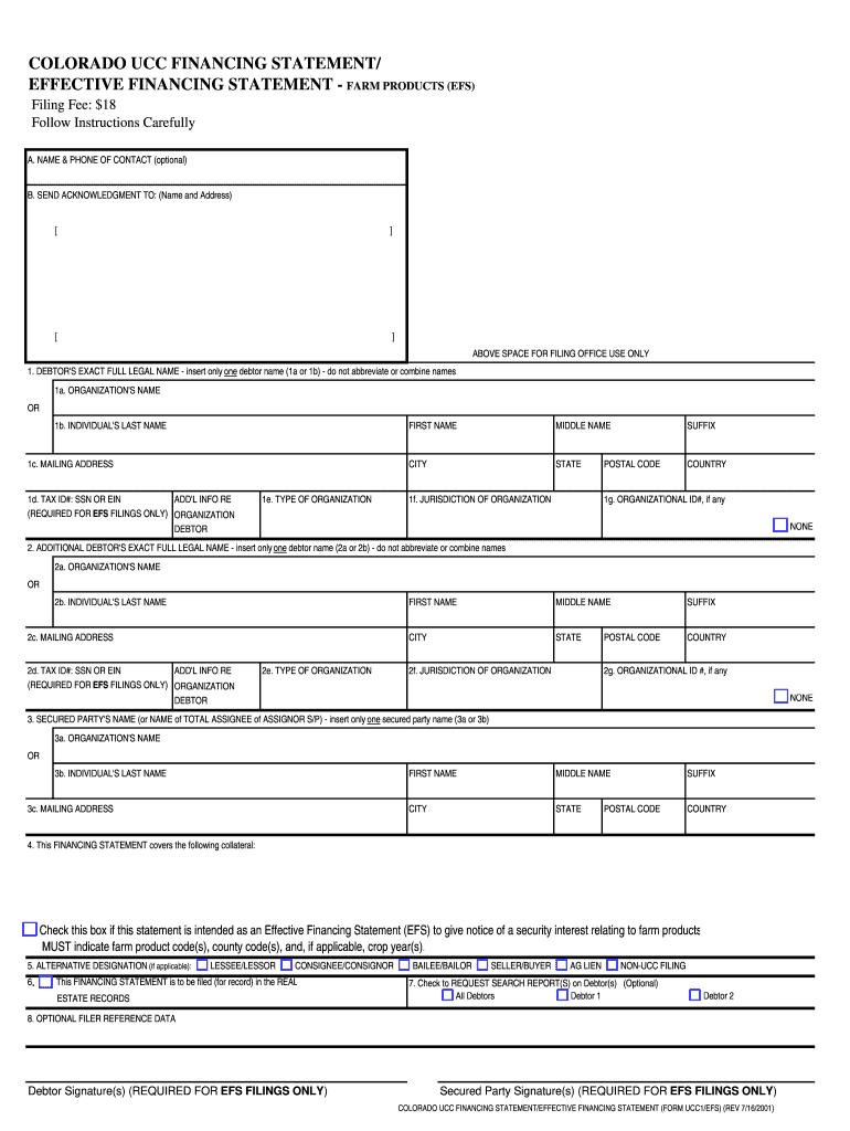 Get and Sign Ucc 1 Filing Colorado  Form 2001-2022