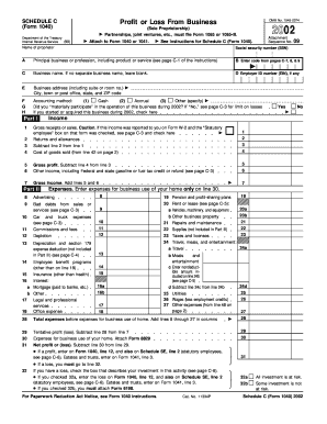 Schedule C Form 1040 Fill in Version Profit or Loss from Business Sole Proprietorship