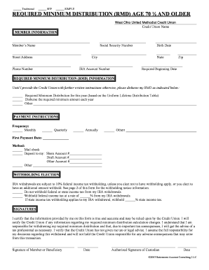 REQUIRED MINIMUM DISTRIBUTION RMD AGE 70 and OLDER  Form