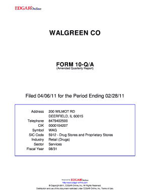 WALGREEN CO FORM 10 QA Shareholder Com