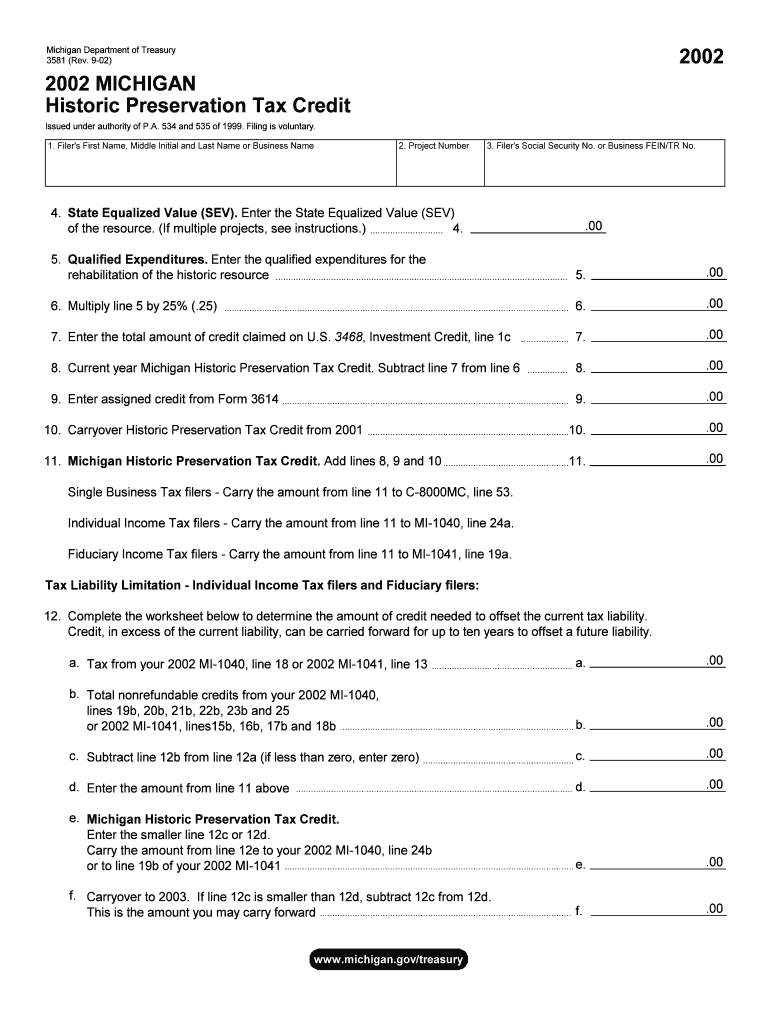 Michigan Department of Treasury 3581 Rev  Form