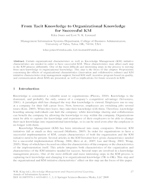 From Tacit Knowledge to Organizational Knowledge  Form