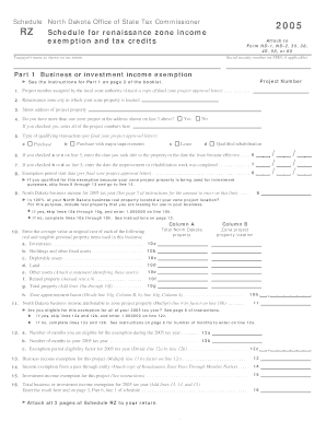 Schedule RZ Booklet Renaissance Zone Act Exemptions and Tax  Form