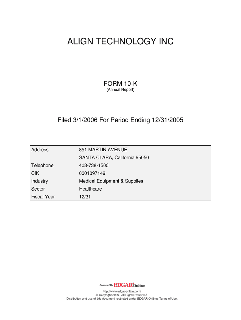 Align Technology, Inc on Form 10 K Shareholder Com