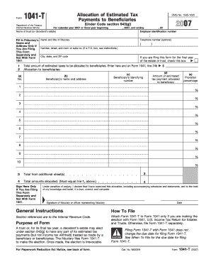 Form 1041 T Fill in Capable Allocation of Estimated Tax Payments to Beneficiaries