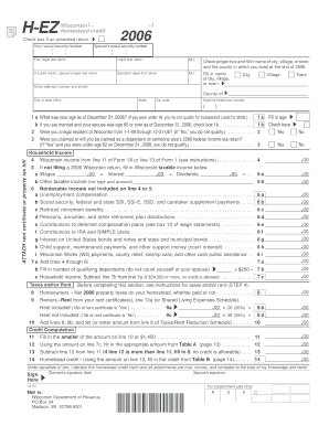 Schedule H EZ, Wisconsin Homestead Credit PDF Fillable Format Schedule H EZ Revenue Wi