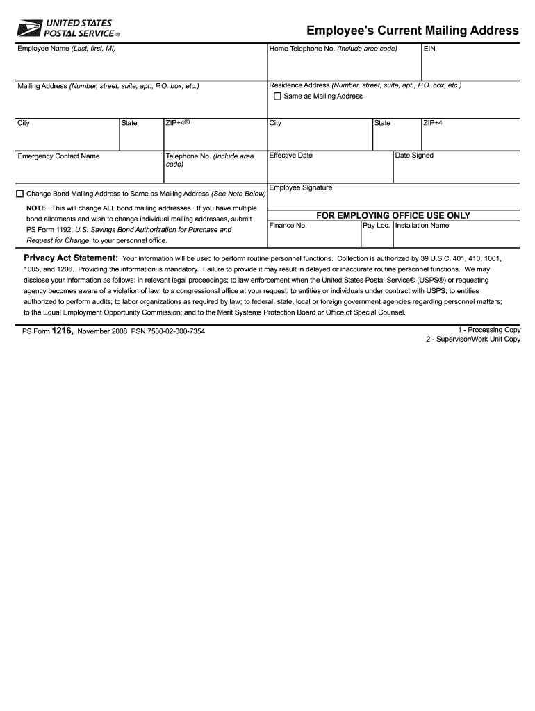 Ps Form 1216