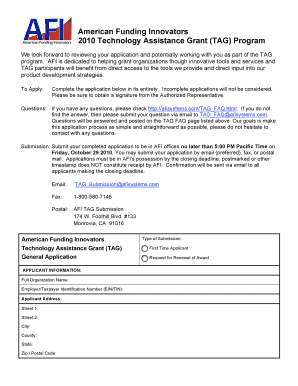 AFI TAG Appplication2009nt  Form