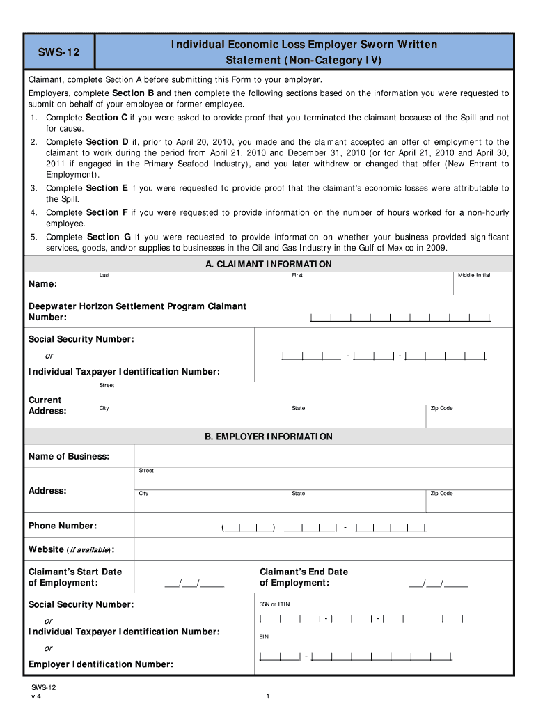 Sws 12  Form