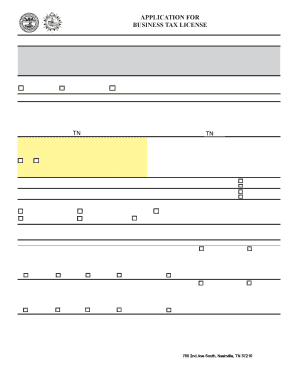 Application for New Business Tax License Nashville Clerk  Form