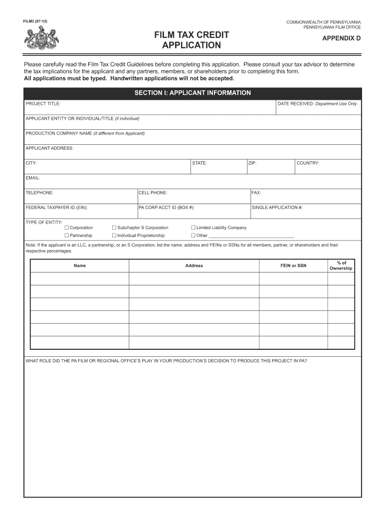 Film Tax CreditApplication2012 2Layout 1  Form