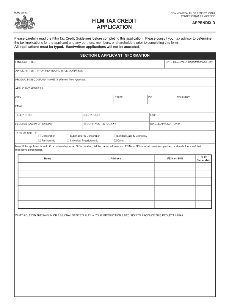 Film Tax CreditApplication2012 2Layout 1 Form