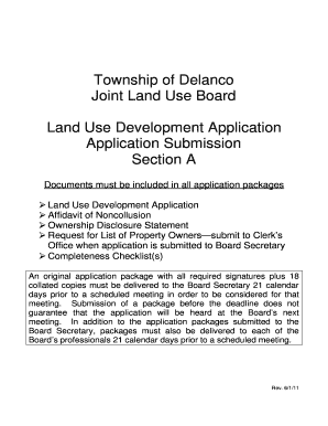 Application Section a Delanco Township  Form