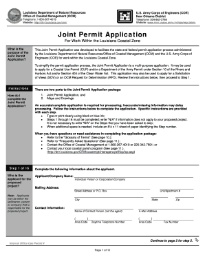 Louisiana Joint Permit Application Fillable Form