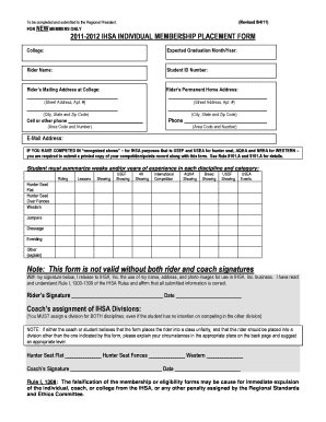 Ihsa Placement Form