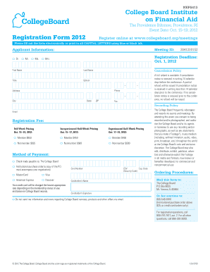 College Board Institute on Financial Aid  Form